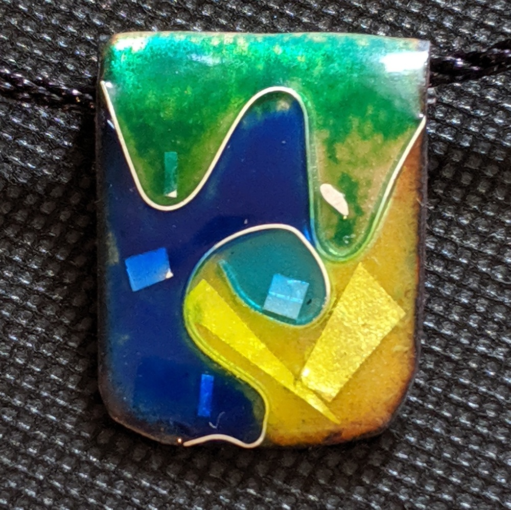 Cloisonne Pendant in Blue, Green, and Yellow